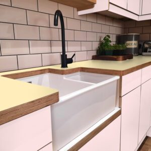 Formica Pale Gold F7882 Matte58 Laminate 1 side Birch Ply Worktop (Pair) 2x3030x640x32mm