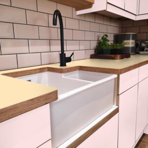 Formica Papyrus F0547 Matte58 Laminate 1 side Birch Ply Worktop (Pair) 2x3030x640x32mm