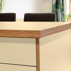 Formica Papyrus F0547 Matte58 Laminate 1 side Birch Ply Worktop Island  3030x1200x32mm