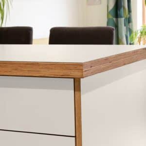 Formica Pearl F7934 Matte58 Laminate 1 side Birch Ply Worktop Island  3030x1200x32mm