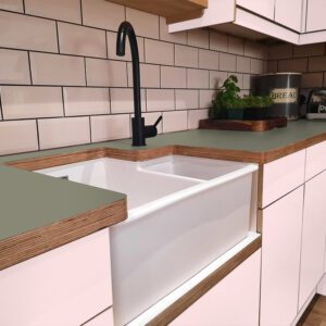 Formica Possum F5343 Matte58 Laminate 1 side Birch Ply Worktop (Pair) 2x3030x640x32mm
