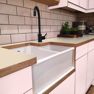 Formica Sandstone F2833 Matte58 Laminate 1 side Birch Ply Worktop (Pair) 2x3030x640x32mm