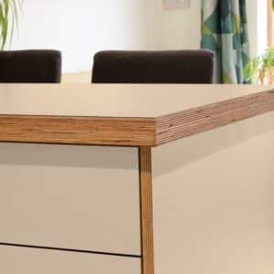 Formica Sandstone F2833 Matte58 Laminate 1 side Birch Ply Worktop Island  3030x1200x32mm