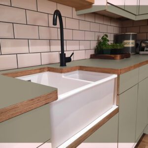 Formica Sarum Grey F2770 Matte58 Laminate 1 side Birch Ply Worktop (Pair) 2x3030x640x32mm