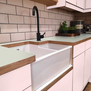 Formica Silver F2791 Matte58 Laminate 1 side Birch Ply Worktop (Pair) 2x3030x640x32mm