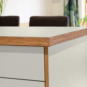 Formica Silver F2791 Matte58 Laminate 1 side Birch Ply Worktop Island  3030x1200x32mm
