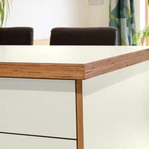 Formica Sno White F2296 Matte58 Laminate 1 side Birch Ply Worktop Island  3030x1200x32mm