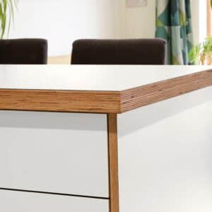 Formica Soft White F7949 Matte58 Laminate 1 side Birch Ply Worktop Island  3030x1200x32mm