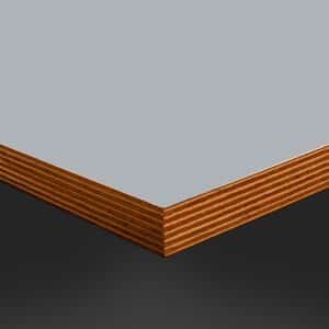 L & P Grey 018  Satin Laminate 1 side Birch Ply Table Top (Pack of 10) 596x596x20mm