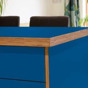 Formica Spectrum blue F7851 Matte58 Laminate 1 side Birch Ply Worktop Island  3030x1200x32mm