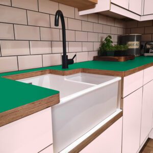 Formica Spectrum Green F7897 Matte58 Laminate 1 side Birch Ply Worktop (Pair) 2x3030x640x32mm