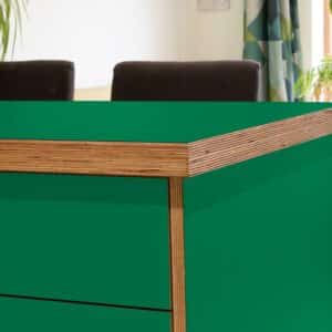 Formica Spectrum Green F7897 Matte58 Laminate 1 side Birch Ply Worktop Island  3030x1200x32mm