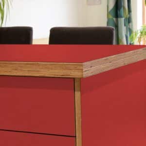 Formica Spectrum Red F7845 Matte58 Laminate 1 side Birch Ply Worktop Island  3030x1200x32mm