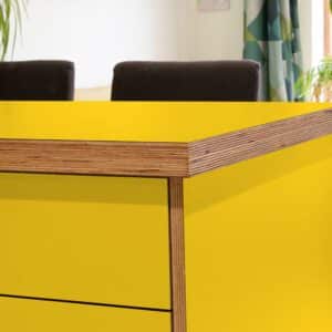 Formica Spectrum Yellow F7940 Matte58  1 side Birch Ply Worktop Island  3030x1200x32mm