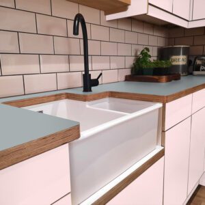 Formica  Steel F1484 Matte58 Laminate 1 side Birch Ply Worktop (Pair) 2x3030x640x32mm