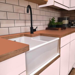 Formica Terracotta F4161 Matte58 Laminate 1 side Birch Ply Worktop (Pair) 2x3030x640x32mm