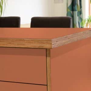Formica Terracotta F4161 Matte58 Laminate 1 side Birch Ply Worktop Island  3030x1200x32mm