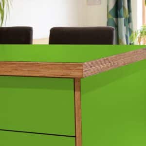 Formica Vibrant Green F6901 Matte58 Laminate 1 side Birch Ply Worktop Island  3030x1200x32mm
