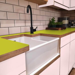 Formica Wasabi F5341 Matte58 Laminate 1 side Birch Ply Worktop (Pair) 2x3030x640x32mm