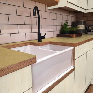 L & P Gold 001 Brushed Laminate 1 side Birch Ply Worktop  (Pair) 2x3030x600x32mm