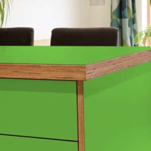 L & P Green 009  Satin Laminate 1 side Birch Ply Worktop Island  3030x1200x32mm
