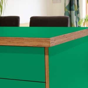 L & P Green 012  Satin Laminate 1 side Birch Ply Worktop Island  3030x1200x32mm
