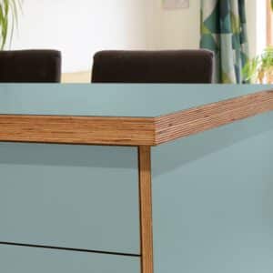 L & P Green 013  Satin Laminate 1 side Birch Ply Worktop Island  3030x1200x32mm