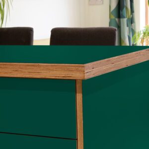 L & P Green 015  Satin Laminate 1 side Birch Ply Worktop Island  3030x1200x32mm