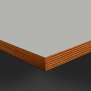 L & P Grey 001 Satin Laminate 1 side Birch Ply Table Top (Pack of 10) 596x596x20mm