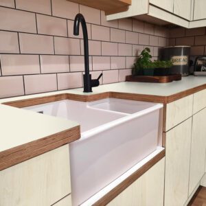 L & P Grey 007  Satin Laminate 1 side Birch Ply Worktop (Pair) 2x3030x600x32mm
