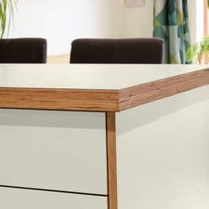 L & P Grey 007  Satin Laminate 1 side Birch Ply Worktop Island  3030x1200x32mm