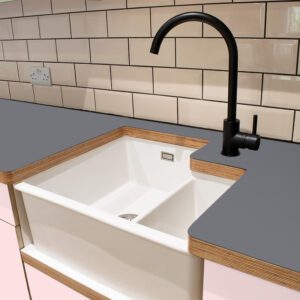 L & P Grey 012  Satin Laminate 1 side Birch Ply Worktop (Pair) 2x3030x600x32mm