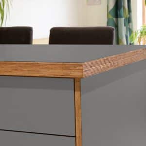 L & P Grey 016 Satin Laminate 1 side Birch Ply Worktop Island  3030x1200x32mm