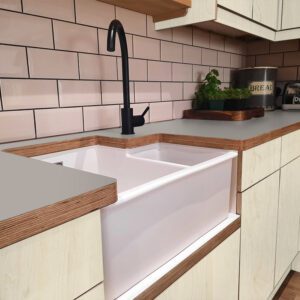 L & P Grey 017 Satin Laminate 1 side Birch Ply Worktop (Pair) 2x3030x600x32mm