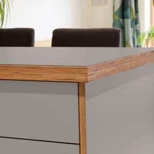L & P Grey 017 Satin Laminate 1 side Birch Ply Worktop Island  3030x1200x32mm