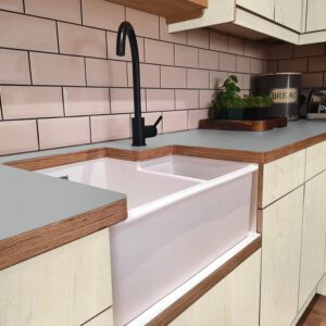 L & P Grey 018  Satin Laminate 1 side Birch Ply Worktop (Pair) 2x3030x600x32mm