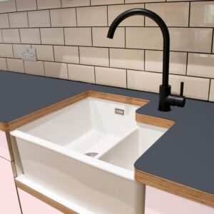 L & P Grey 021  Satin Laminate 1 side Birch Ply Worktop (Pair) 2x3030x600x32mm
