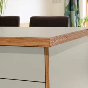 L & P Grey 022  Satin Laminate 1 side Birch Ply Worktop Island  3030x1200x32mm