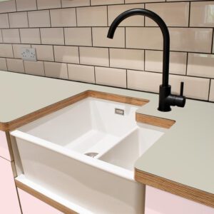 L & P Grey 022 Satin Laminate 1 side Birch Ply Worktop (Pair) 2x3030x600x32mm