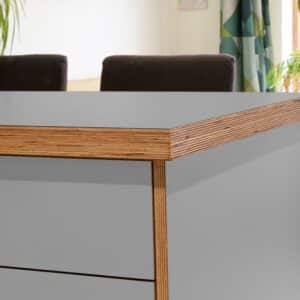 L & P Grey 023 Satin Laminate 1 side Birch Ply Worktop Island  3030x1200x32mm