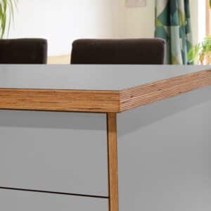 L & P Grey 024 Satin Laminate 1 side Birch Ply Worktop Island  3030x1200x32mm