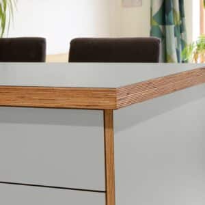 L & P Grey 025 Satin Laminate 1 side Birch Ply Worktop Island  3030x1200x32mm