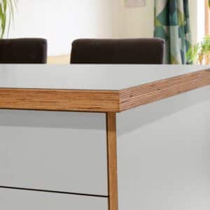 L & P Grey 026 Satin Laminate 1 side Birch Ply Worktop Island  3030x1200x32mm