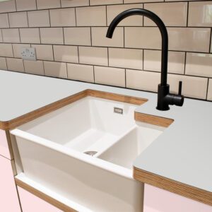 L & P Grey 026  Satin Laminate 1 side Birch Ply Worktop (Pair) 2x3030x600x32mm