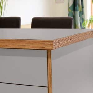 L & P Grey 027 Satin Laminate 1 side Birch Ply Worktop Island  3030x1200x32mm