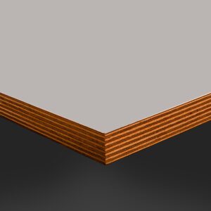 L & P Grey 027 Satin Laminate 1 side Birch Ply Table Top (Pack of 10) 596x596x20mm