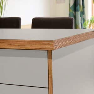 L & P Grey 028 Satin Laminate 1 side Birch Ply Worktop Island  3030x1200x32mm