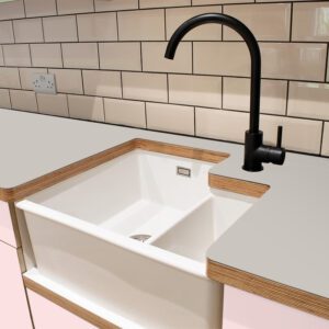 L & P Grey 028  Satin Laminate 1 side Birch Ply Worktop (Pair) 2x3030x600x32mm