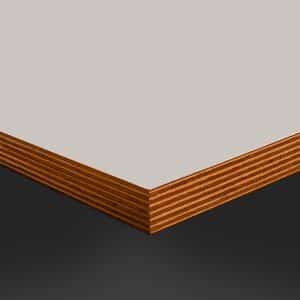 L & P Grey 028 Satin Laminate 1 side Birch Ply Table Top (Pack of 10) 596x596x20mm