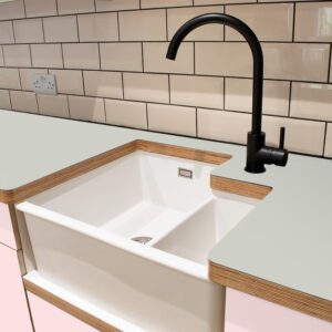 L & P Grey 029  Satin Laminate 1 side Birch Ply Worktop (Pair) 2x3030x600x32mm
